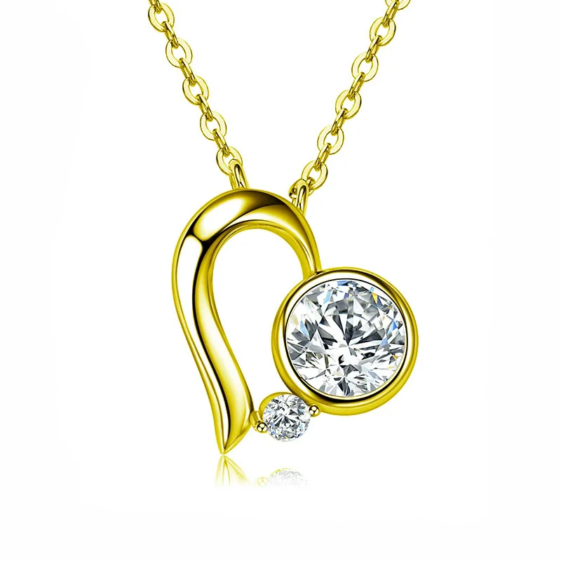 

S925 sterling silver women's necklace gold-plated moissanite heart-shaped fashion jewelry party accessories