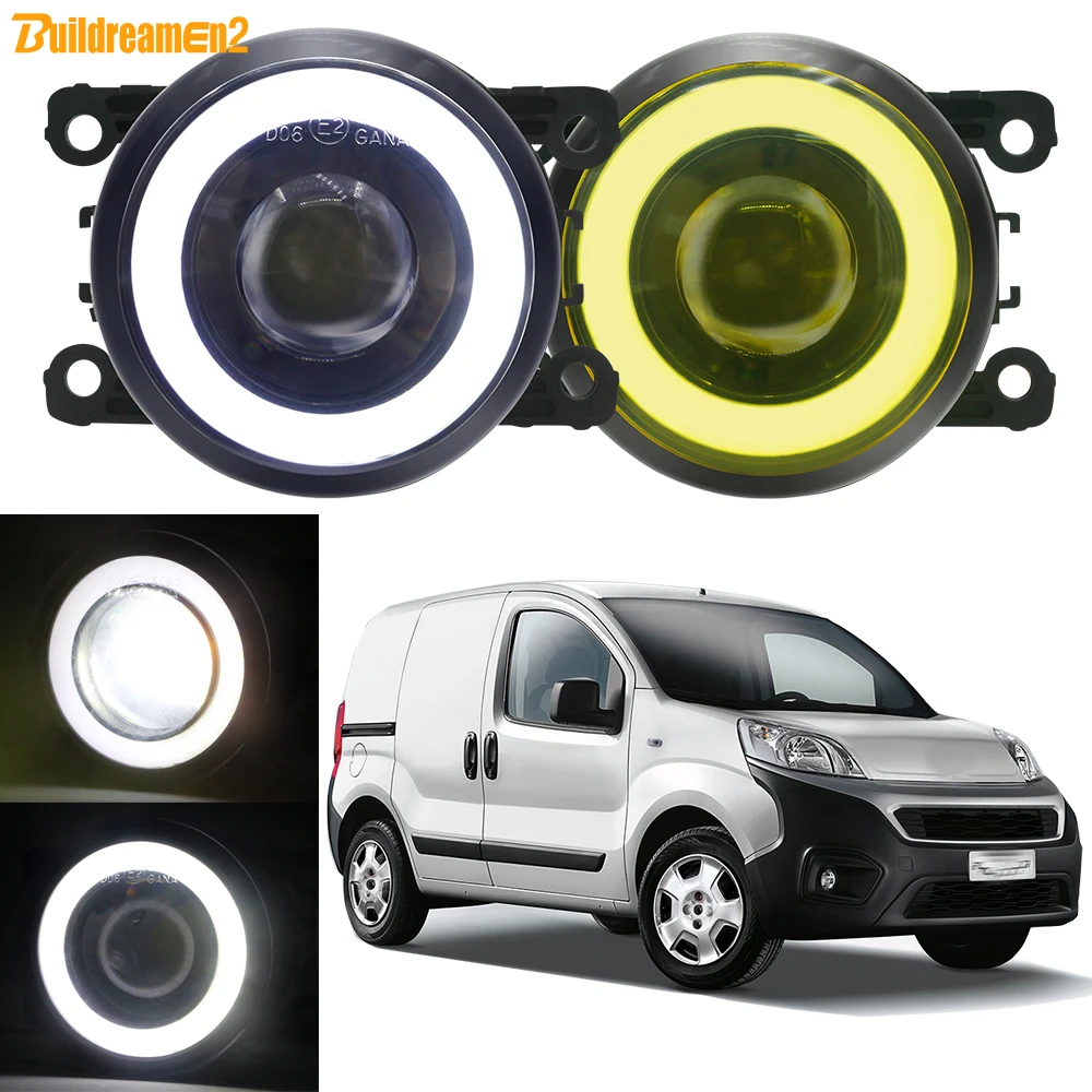 2 Pcs Fog Light with Angel Eye DRL For Fiat Fiorino Box MPV (225_) 2007-2023 30W H11 Car Front LED Fog Driving Lamp 3000LM