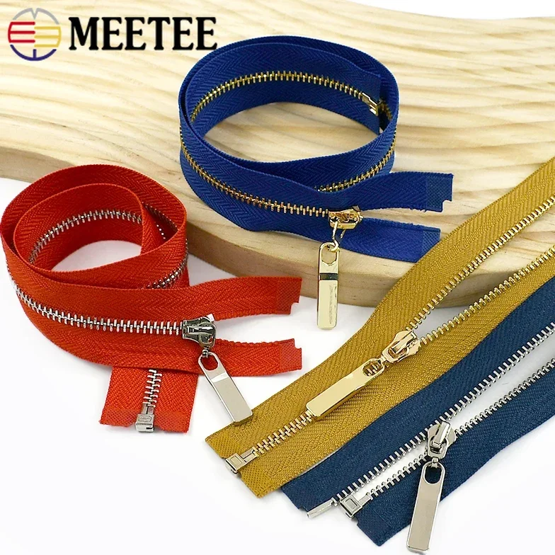 

5Pcs Meetee 3# Colored Metal Zipper 40-70cm Open-End Zips Sewing Bag Garment Clothes Jeans Zip Repair Pocket Decor Zippers Kits