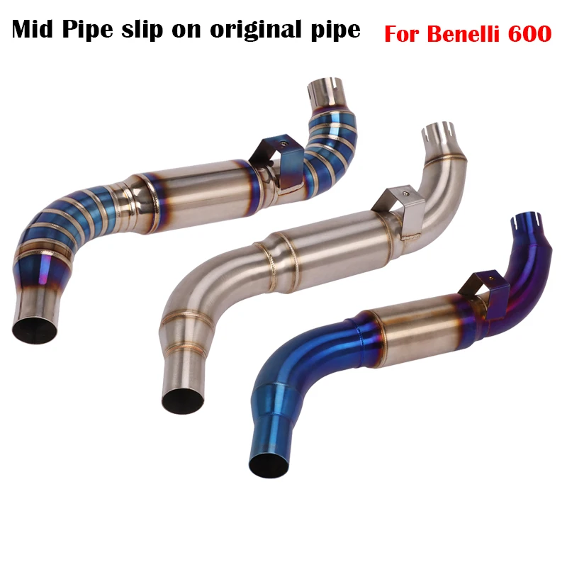 

Motorcycle Exhaust Middle Connecting Link PipeTitanium Alloy Exhaust System Tube Silp On Original Muffler For Benelli 600