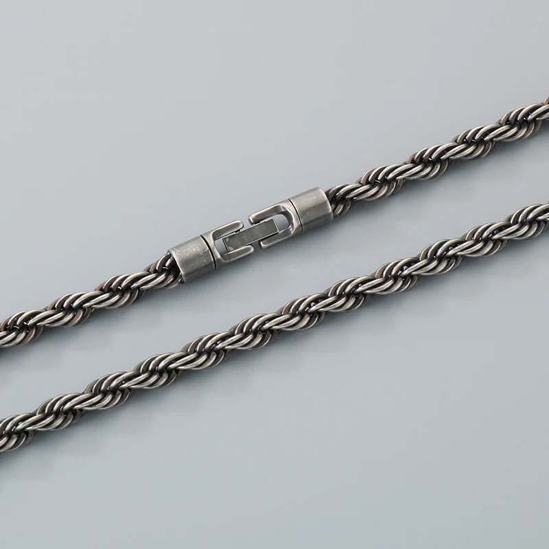 Ropes Long Necklace for Men Women,Stainless Steel Gold Color Twisted Rope Chain Collar,6mm Punk Basic Waterproof Jewelry