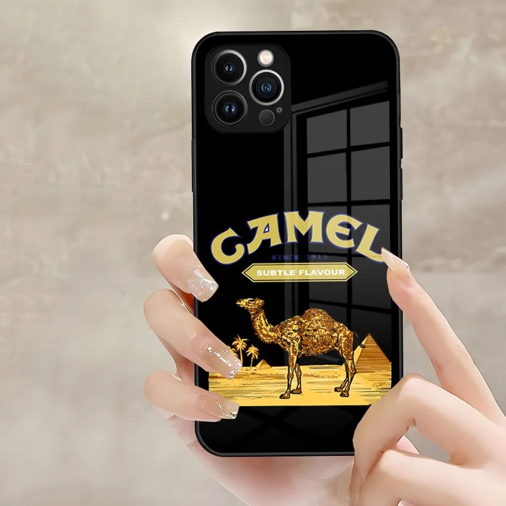 Cigarette Brand Camel Phone Case Tempered Glass For iPhone 15 Pro Max 14Pro 13 11 12 Mini X XR XS 8 7 Plus SE Back Cover