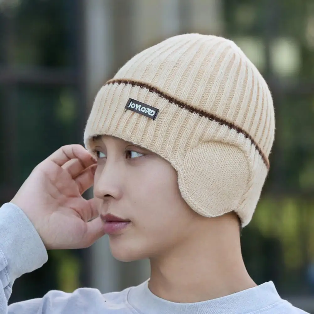 Thermal Knit Hat Men's Winter Knitted Hat with Ear Earflaps Thickened Beanie for Outdoor Activities Like for Cold