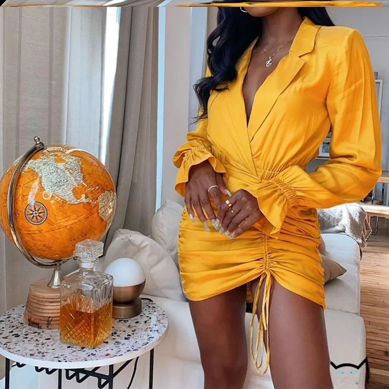 

Сексуальная короткая облегающая юбка с драпировкой и завязками, женская модная облегающая юбка на весну-осень 2020 года