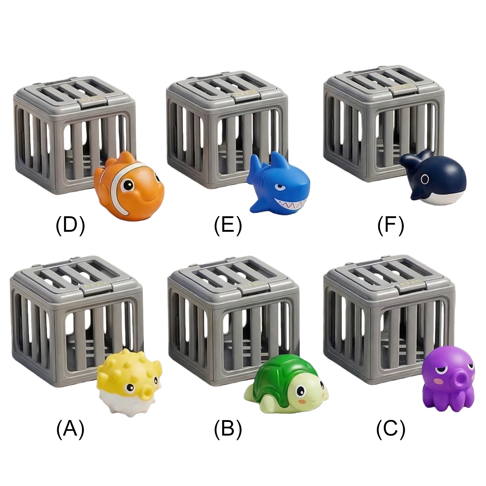 Toddler Bath Toy Play Set W/ Fish Box Floating Animals Water Swimming Dive Pool Game for 1 2 3 4 Years Old Boys Girls Gift