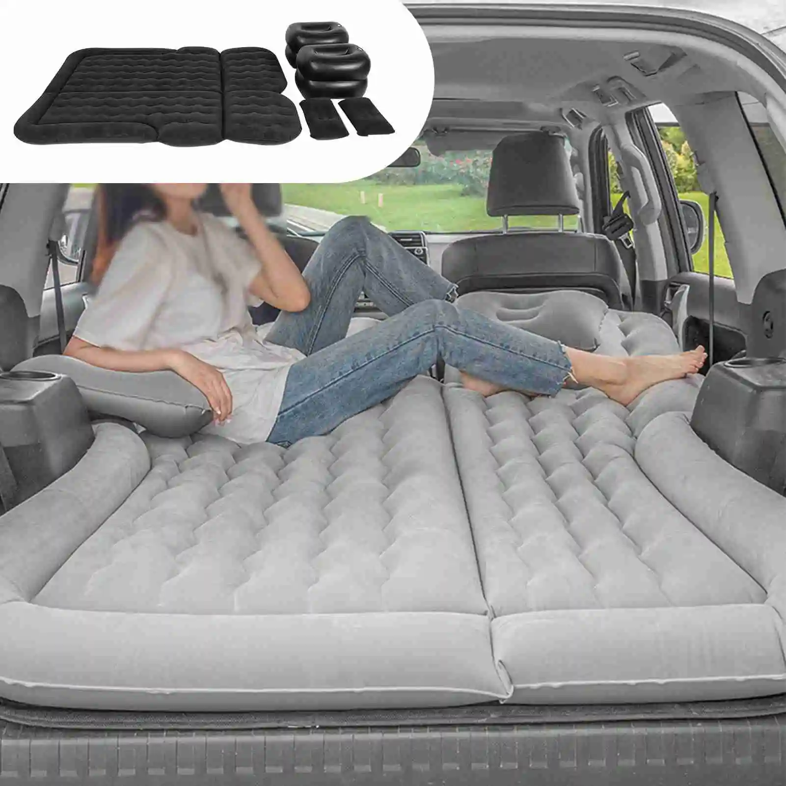 Car Air Bed SUV Air Mattress Car Air Mattress Vehicle Inflatable Thickened Travel Bed Sleeping Pad Camping Accessory Camping Bed