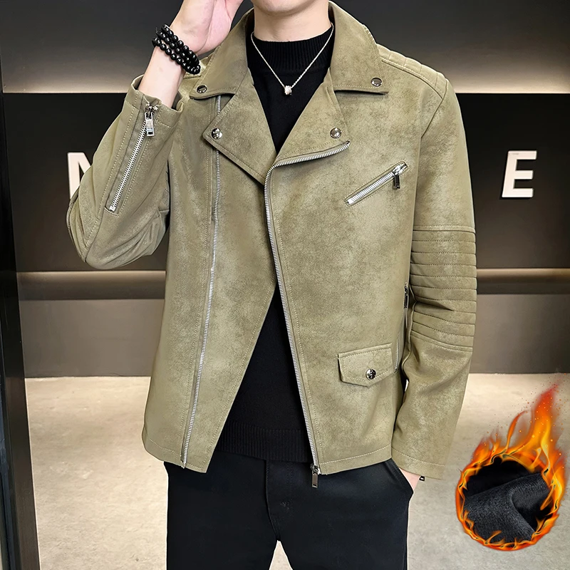 

Leather Jacket Zipper Fashion Casual Style Outwear Wind-Resistant High Quality Men Clothing Comfortable Hot Roupas Masculinas