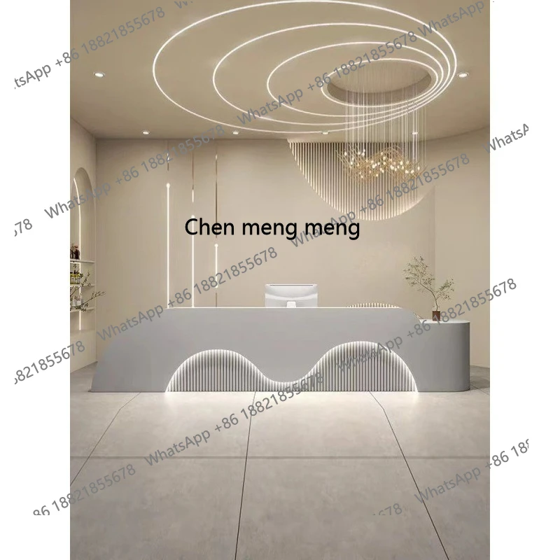 X Light صالون تجميل فاخر بار الخروج صفحة متجر منحني حديث بسيط استقبال مكتب الاستقبال الخبز الطلاء