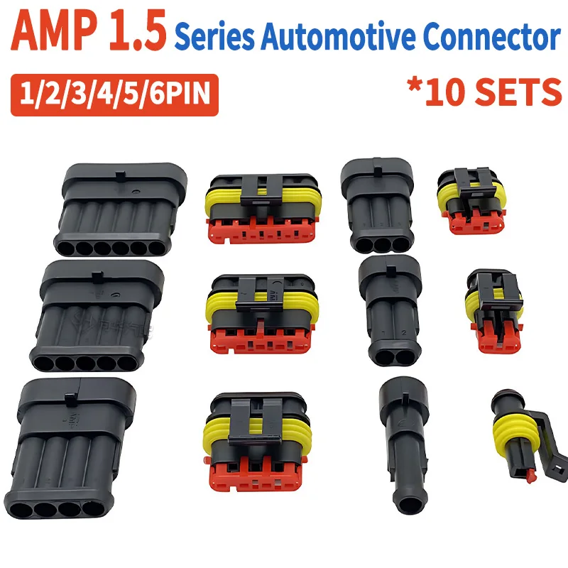 

10 Sets 1.5 AMP series 1P/2P/3P/4P/5P/6 Pins car connector DJ7041-1.5-11/21 282080-1 docking terminal waterproof connector