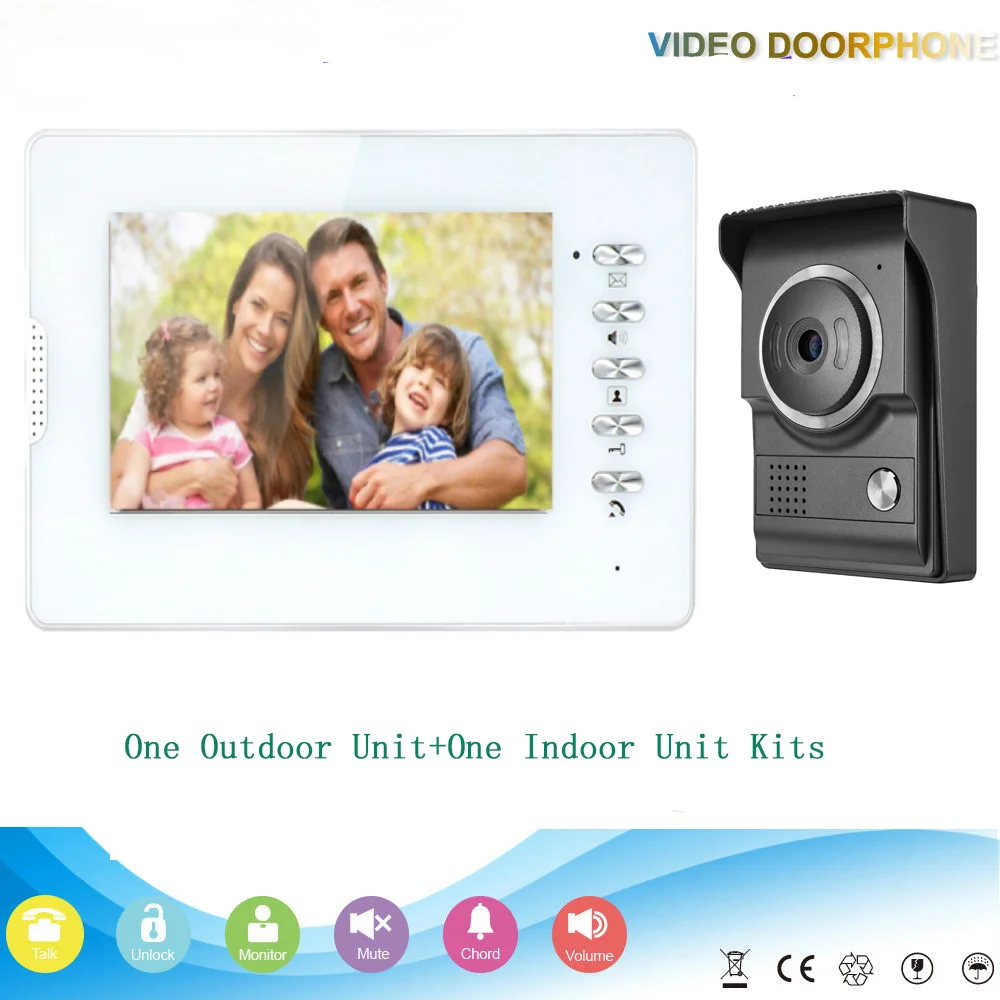 SmartYIBA  7''Video Doorbell IR Night Vision Intercom Video Door Phone For Home Villa Security Protection Private Residential