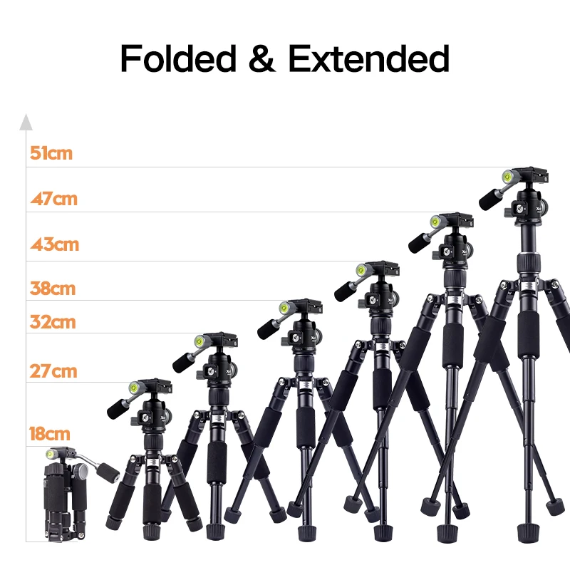 XILETU FM5C2 Portable Metal Mini Tripod Lightweight Travel Stand with 360 Degree Head Grip for DSLR Cameras Mobile Phones