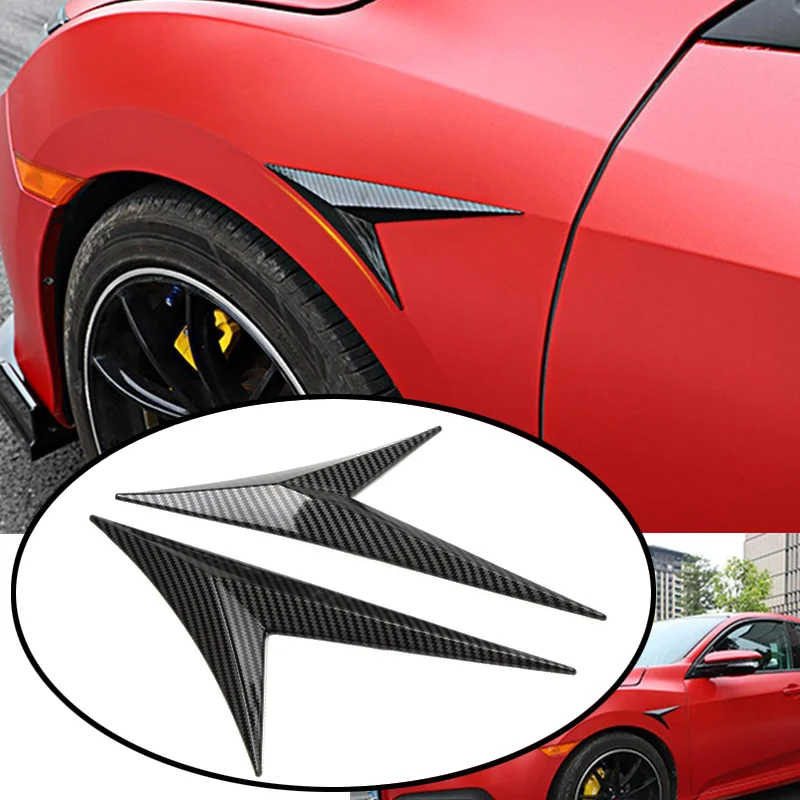 2 Pack Carbon Fiber Black Universal Trucks Car Side Fender Air Flow Vent Intake Dectorive Exterior Modification Accessories