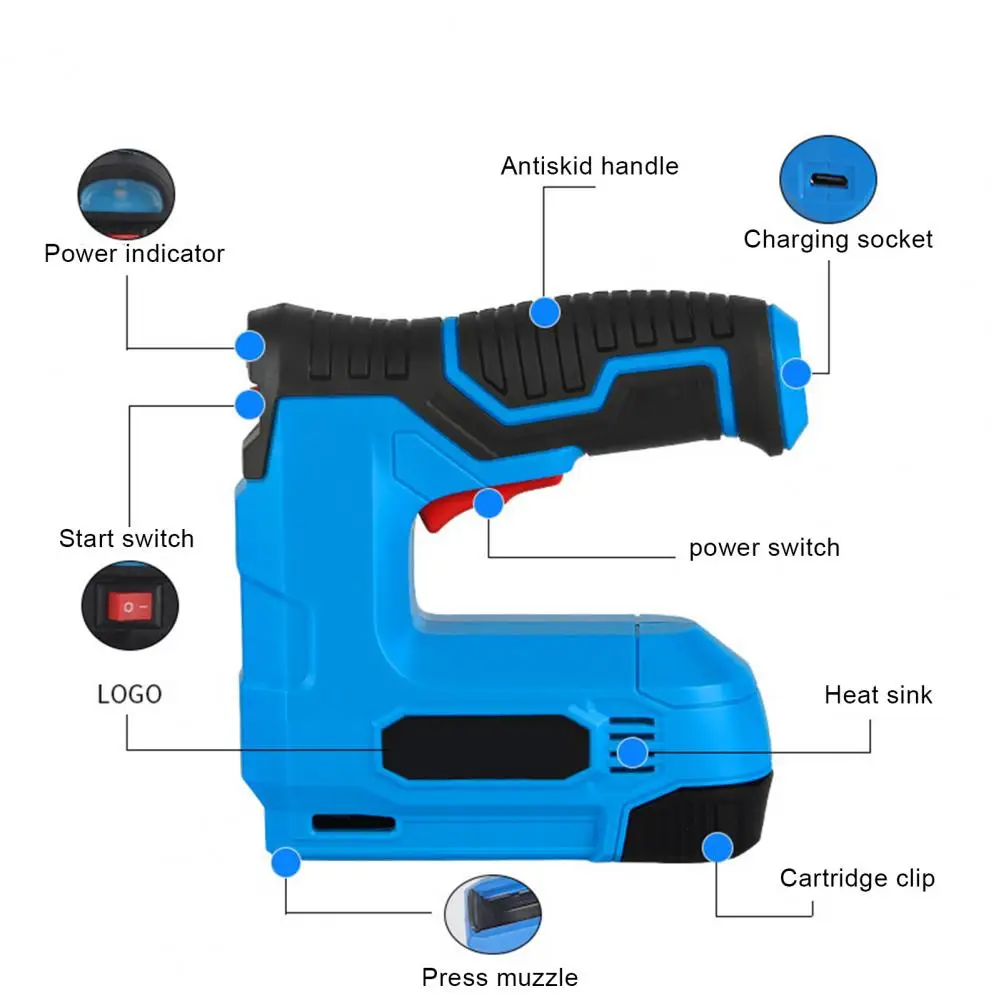 

2000W 1500mAh Electric Nail Gun 220V-240V Nailer Stapler Woodworking Electric Tacker Furniture Staple Gun Power Tools