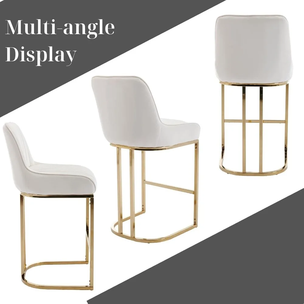 Bancos com Costas Estofados, Cadeiras para Ilha Cozinha, Altura do Contra, 26 polegadas, Conjunto de 2