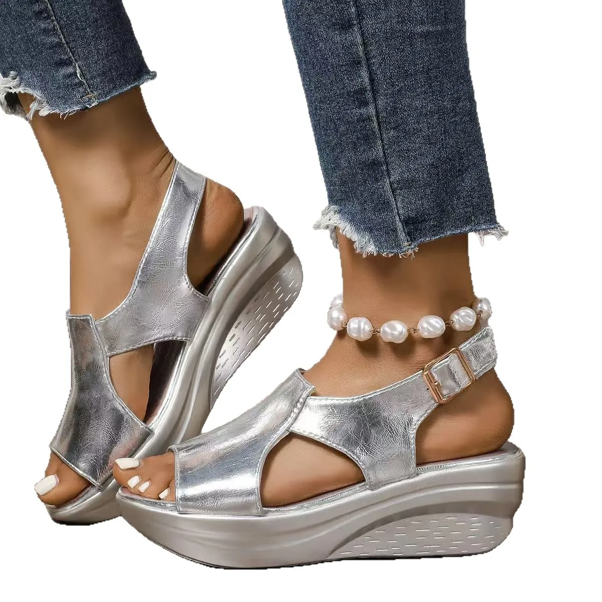 

Summer Women Peep Toe Wedge Sandals Fashion Thick Sole Roman Sandals Platform Comfortable Shoes Women 2025 Sandalias De Mujer