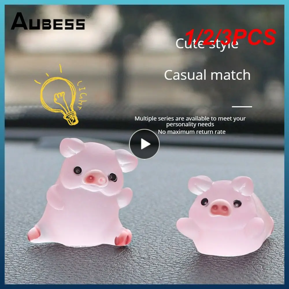 1/2/3PCS Kawaii Mini 2cm Resin Cartoon Pig Miniatures Terrarium Figurines Colorful Scrapbook Crafts Home Decoration