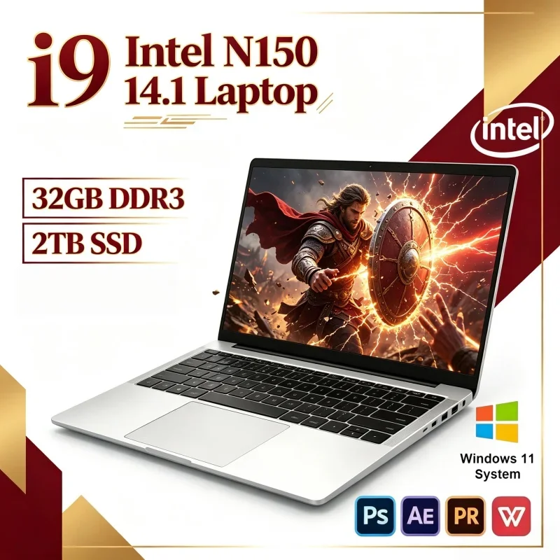 2026 Premium 14.1 Inch Ultra Slim Laptop Intel N150 16/32GB RAM 2TB SSD Win11 Study Notebook