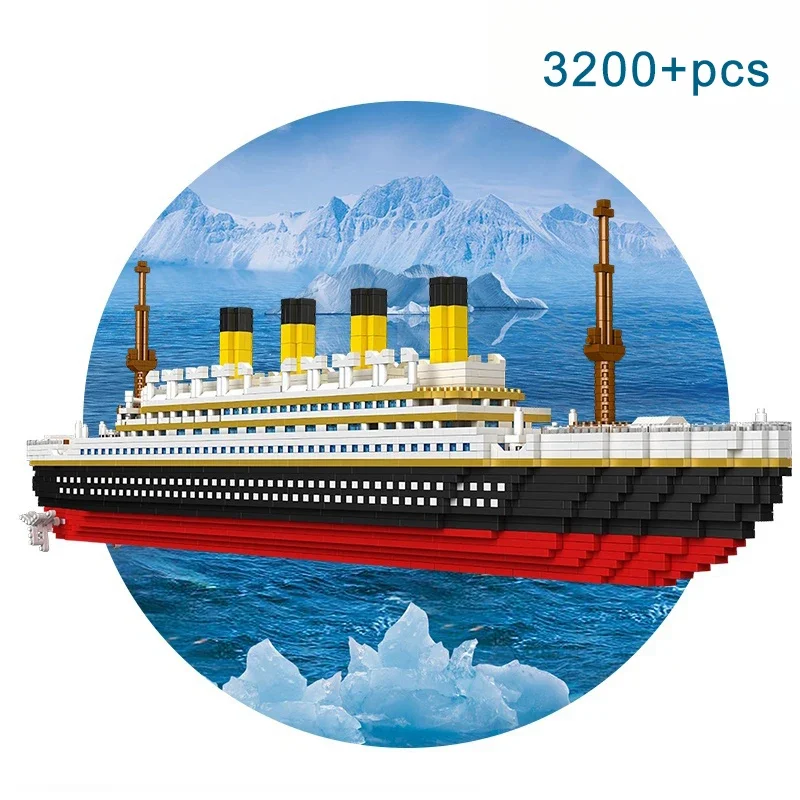 Colección creativa de barcos, microbloques de construcción DIY, juguetes Titanic, modelo MOC, modelo de ensamblaje, regalos de cumpleaños y Navidad