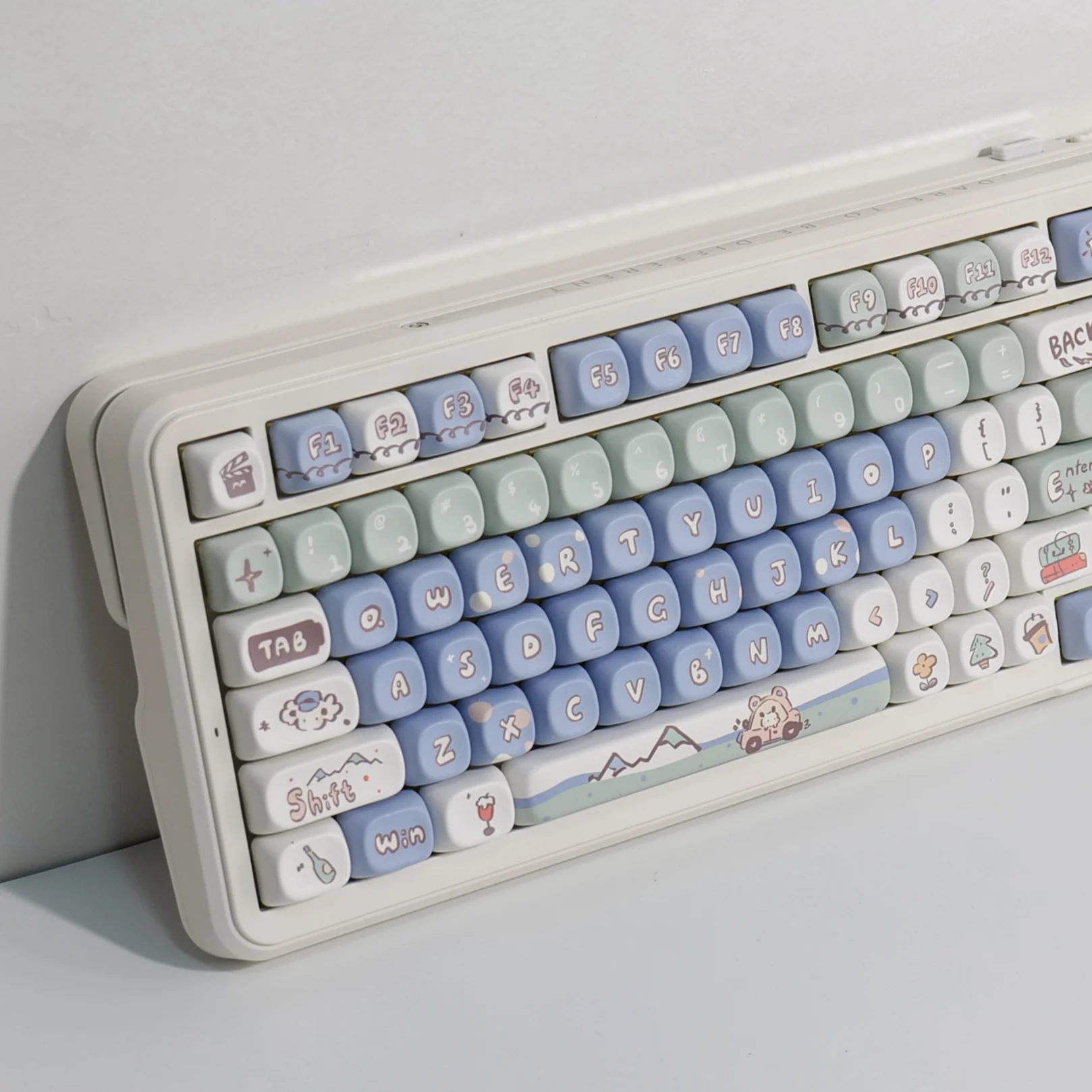 Touches de clavier mécanique personnalisées à sublimation thermique, thème de bande de chiot bouclé, touches mignonnes, 141 prédire, PBT, XOA, FOA, MDA