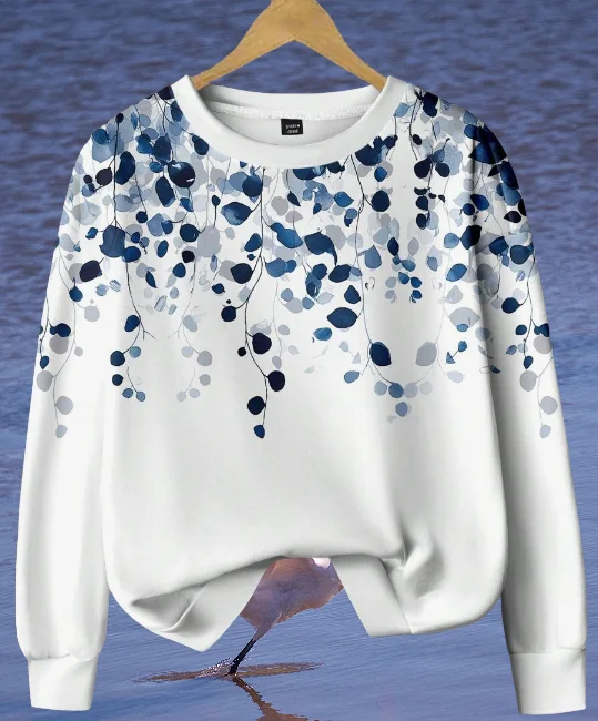 

Cute Casual Versatile 3D Digital Print Hoodie Sweatshirt Women's Fashionable All-Match Round Neck Full Sleeve Polyester Fiber
