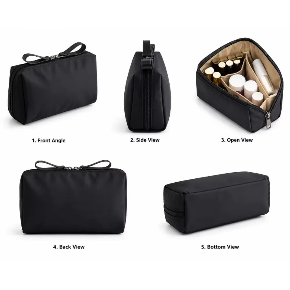 Large Capacity Makeup Bag Multiple Colors Dacron Travel Storage Partitioned Cosmetic Pouch Handbag Lipstick Pack 1pcs