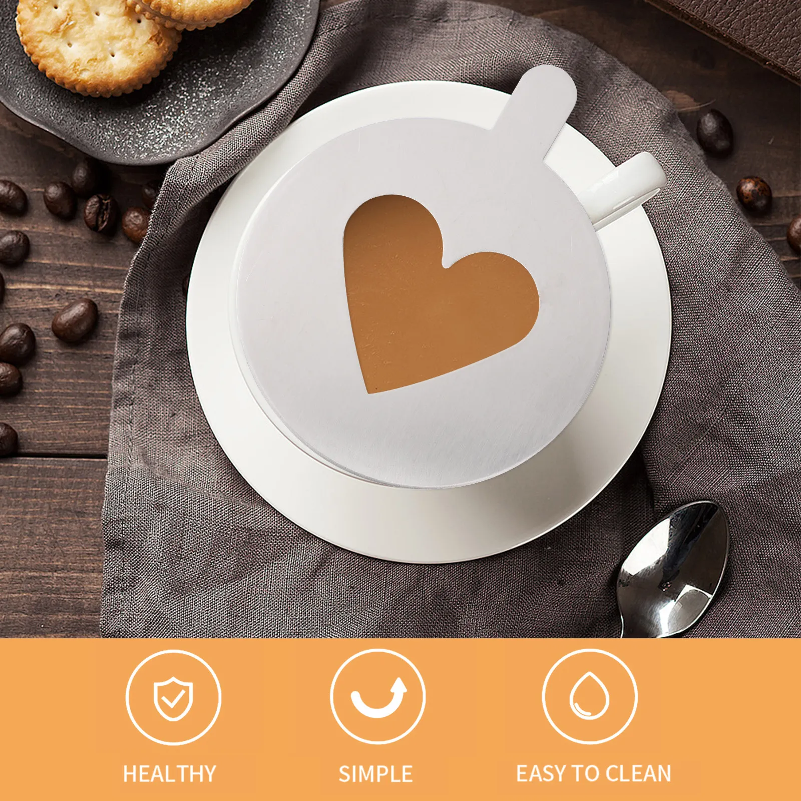 9Pcs Valentine's Day Coffee Stencils Reusable Cake Templates Cookie Stencils Fondant Baking Decor DIY Sugar Powder Sprinkling