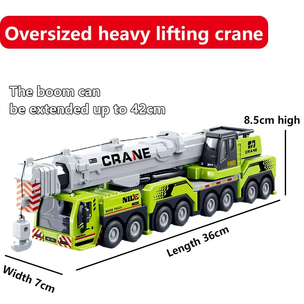 Large Toy Inertial Lifting Crane Model Construction Machinery Engineering Vehicle Movable Boom And Hook Car Simulation Model