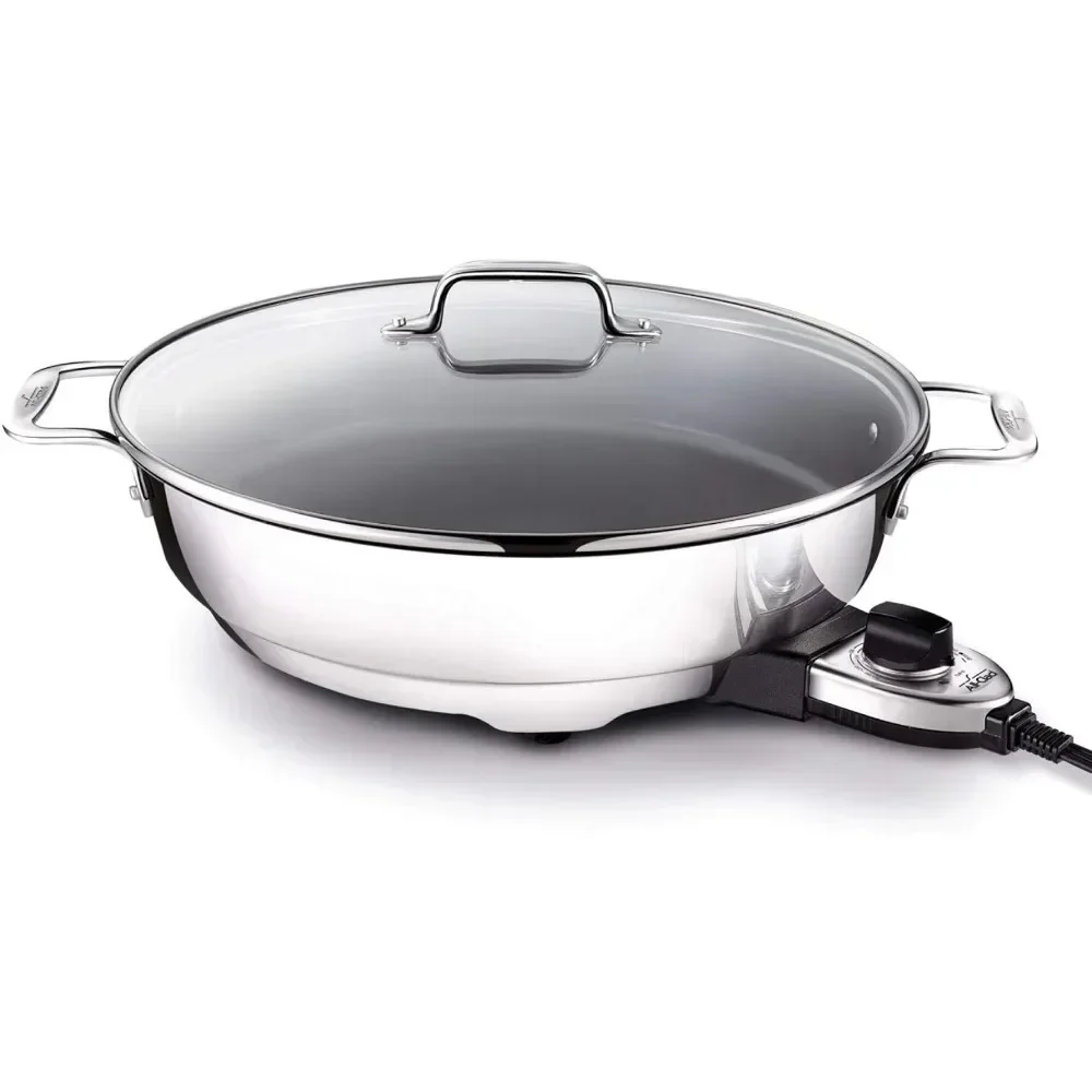 Electrics Stainless Steel and Nonstick Surface Skillet 7 Quart 1800 Watts Temp Control, Cookware