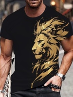 Summer Daily Casual Men's Short-sleeved Top New Outdoor Sports Men's Loose T-shirt Urban Street 3D Lion Print Men's T-shirt