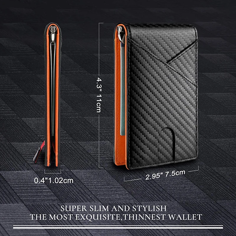 Ultra-thin Men\'s Wallet Money Clip Carbon Fiber Card Holder Wallet RFID Slim Money Clips Money Bags Cover 2022 Cartera Hombre