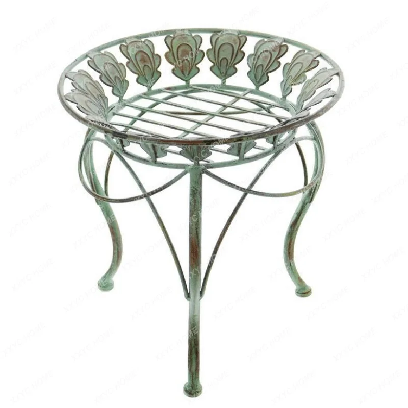 

French Country Distressed Iron Flower Stool Jardiniere Courtyard Balcony Flower Shop Coffee Shop Receptacle Flower Stand