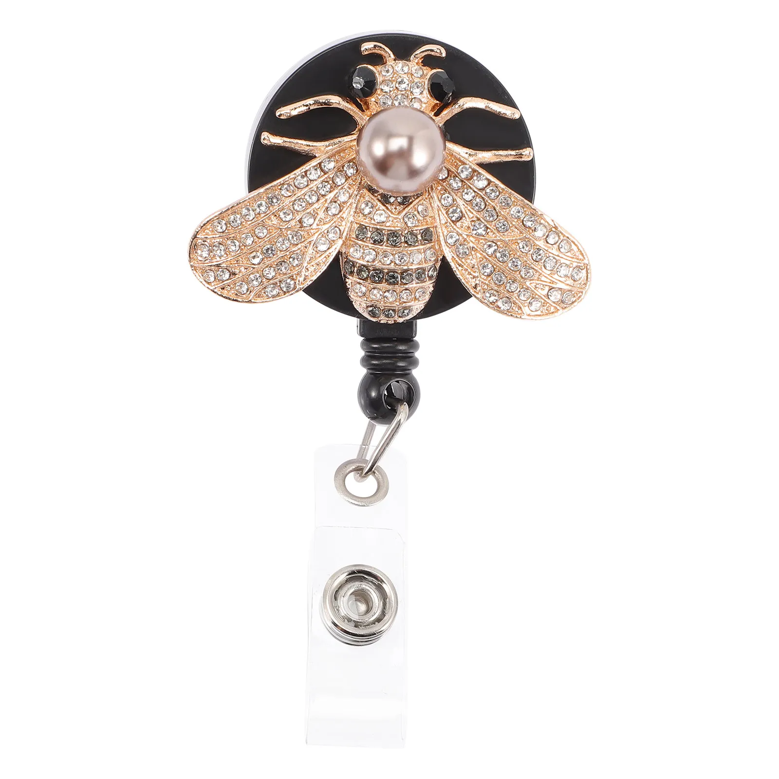 Metal Badge Reel Holder with Rhinestones – Retractable Card Key Reel for Nurses, Pediatric Assistants & Healthcare Workers