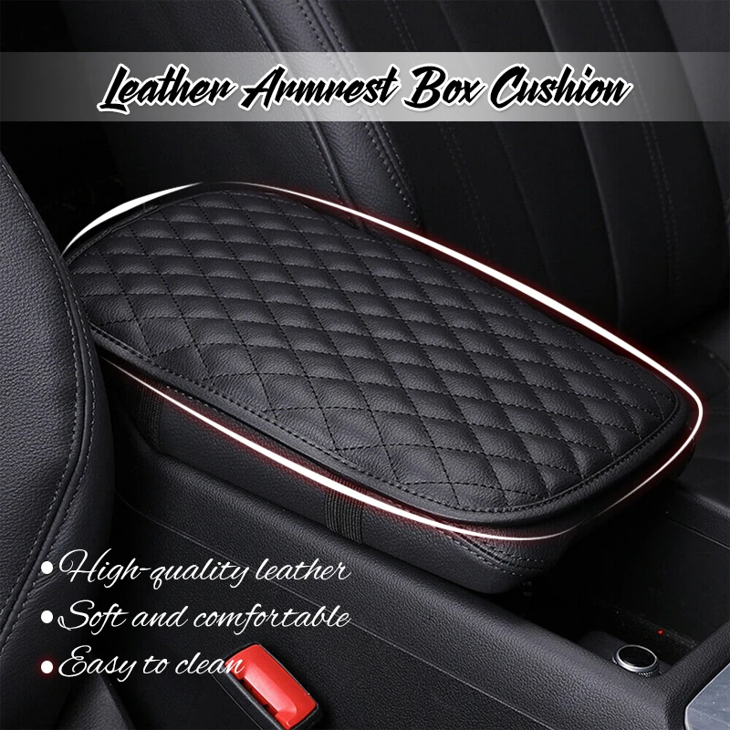 

Universal Car Accessories PU leather Black Armrest Cushion Cover Center Console Box Pad Soft Wear-resistant Protector