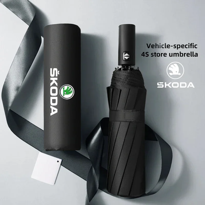 Car Automatic Folding Umbrella Portable Sunshade For Skoda Superb Octavia Kodiaq Yeti Rapid Karoq Fabia Kamiq Enyaq Vision Scala