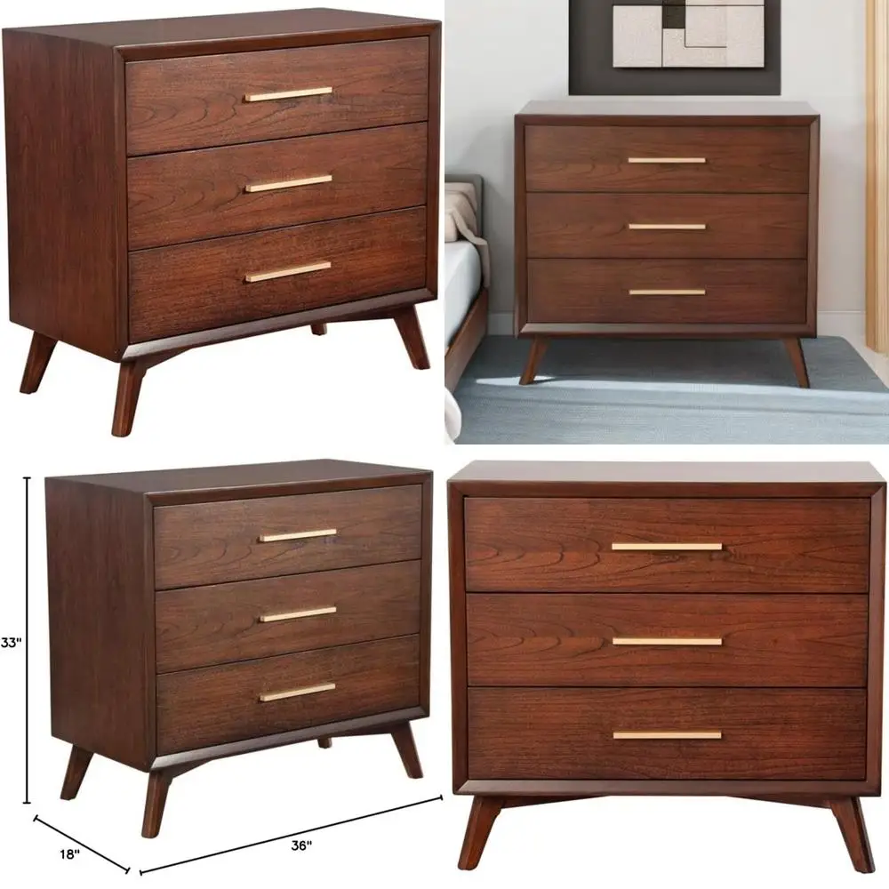 

Mid Century Style Solid Wood 3 Drawer Chest