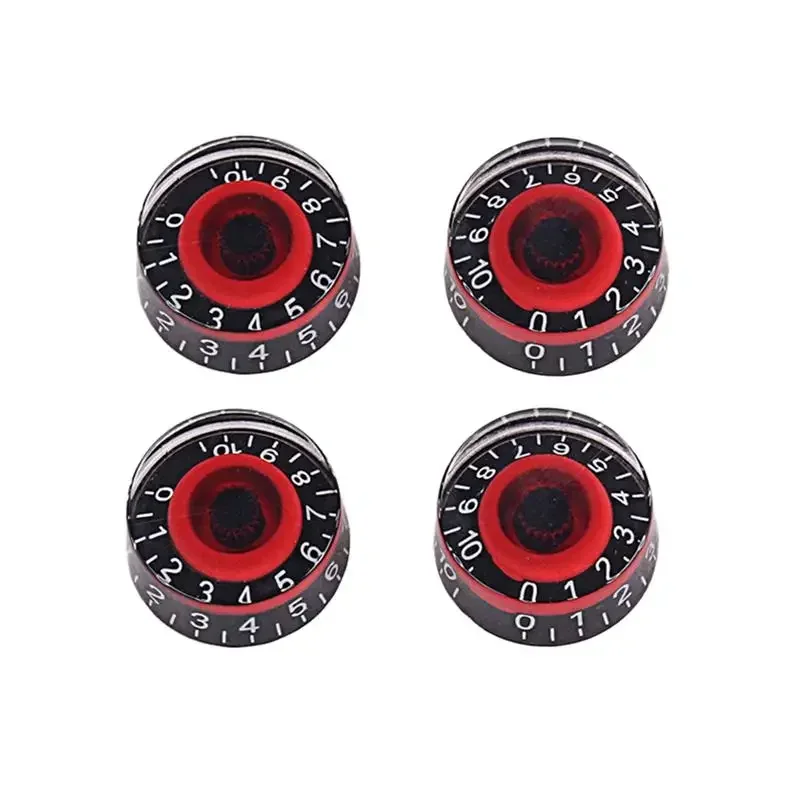 Pack of 4 Volume Tone Control Knobs Caps with Number Plastic for Les Paul Electric Guitar Black