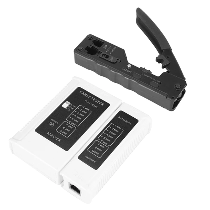 CAT5 CAT6A CAT7 Modular Crimper With RJ45 RJ12 RJ11 Network Cable Tester Tool Kit Easy To Use