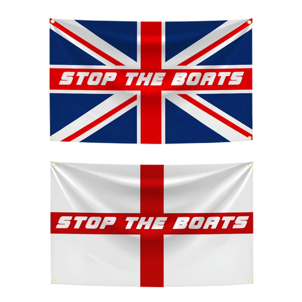 90x150cm Red Cross UK United Kingdom Britain England Stop The Boats Flag Polyester Digital Printing Banner Decoration Tapestry