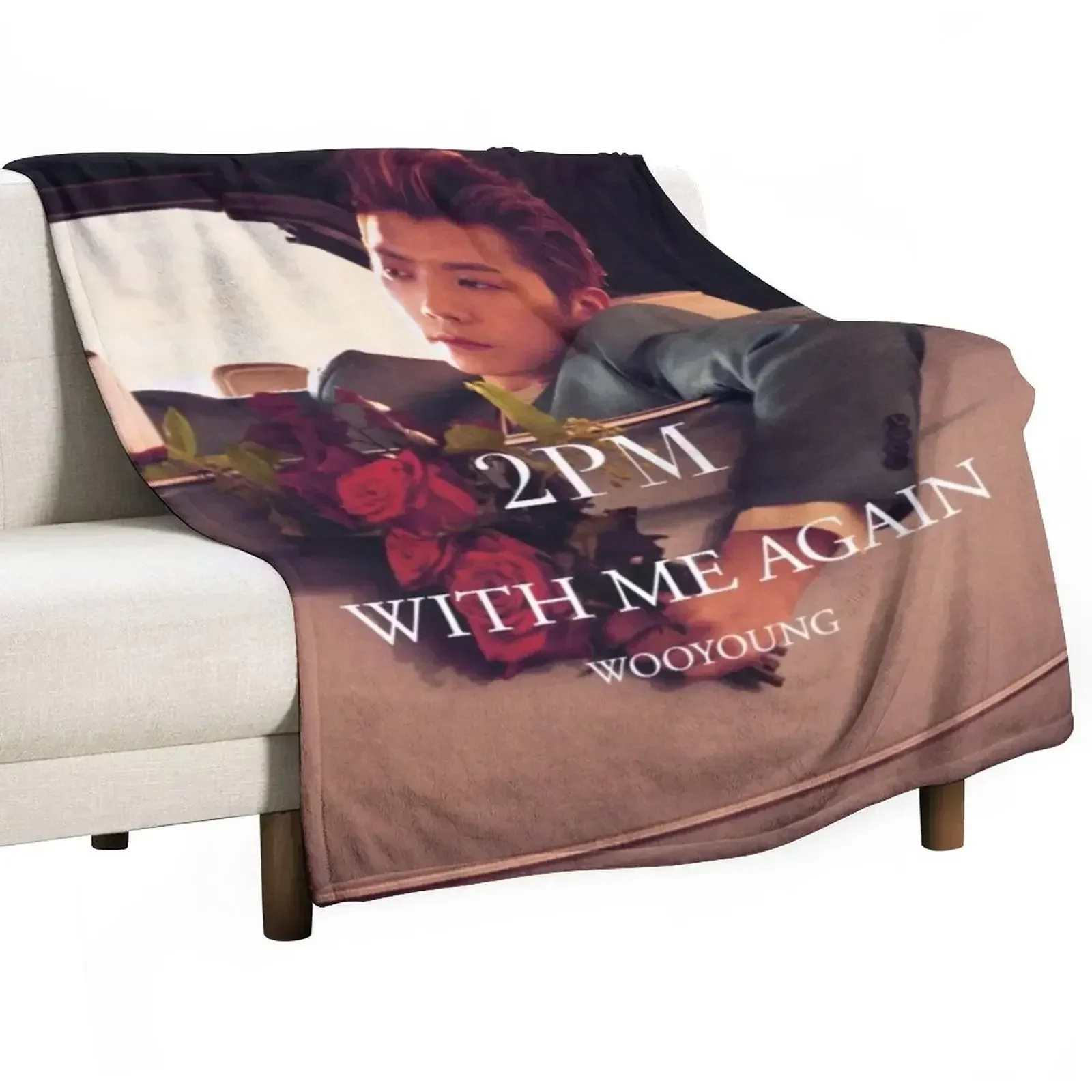

2PM With Me Again - WOOYOUNG Throw Blanket Stylish Decor Blanket Gift for Friends Roommate