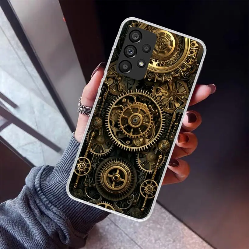 Steampunk Gear Mechanical Phone Case for Samsung Galaxy A15 A25 A35 A55 A14 A24 A34 A54 A13 A23 A33 A53 A12 A22 A32 A52 A05S A04