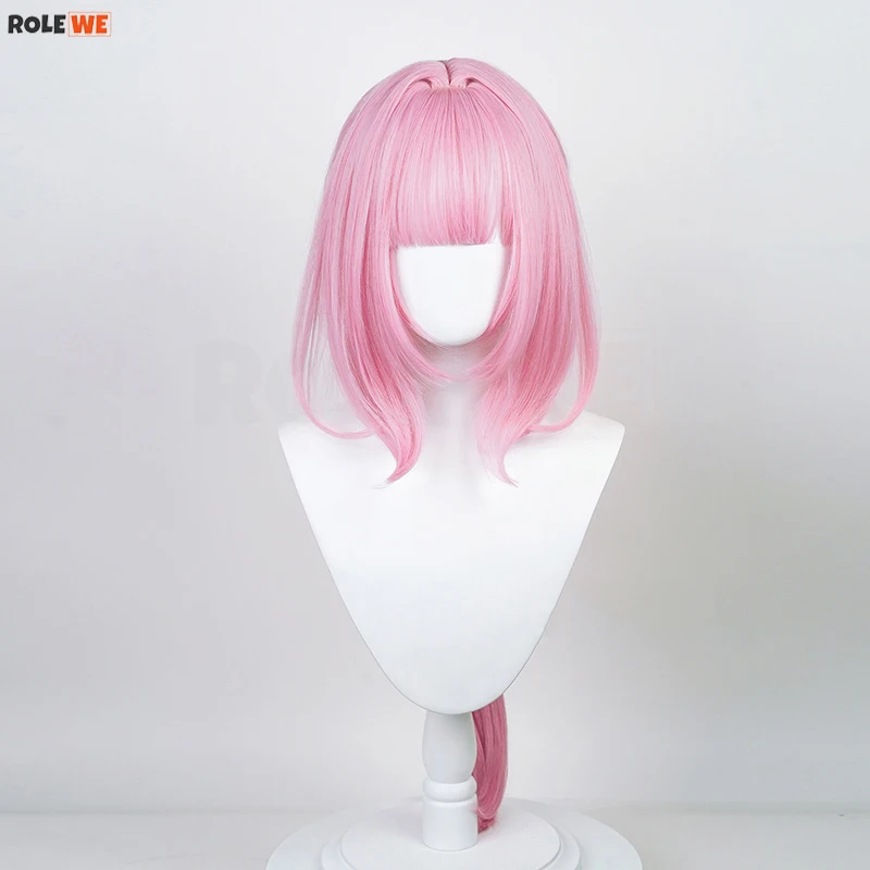 Peruca Cosplay Anime Elysia com Franja para Mulheres, 80cm de comprimento, cabelo liso rosa, resistente ao calor, cabelo sintético, perucas estilosas e boné de peruca