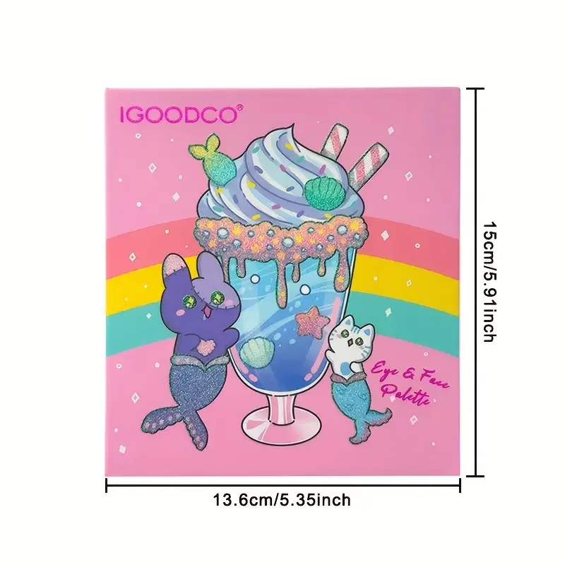 Paleta de maquiagem de desenho animado de 14 cores, sombra com glitter rosa, lantejoulas foscas e brilho fino, para maquiagem diária feminina, festas de fim de ano