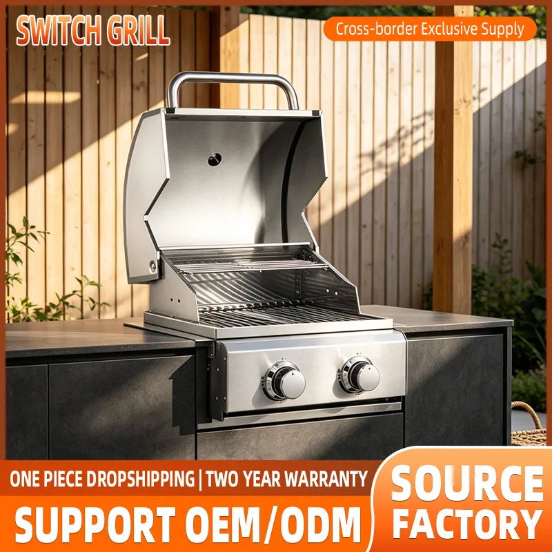 Lux Space Embedded two-end stove gas burning stove villa large thickened stainless steel liquefied barbecue stove