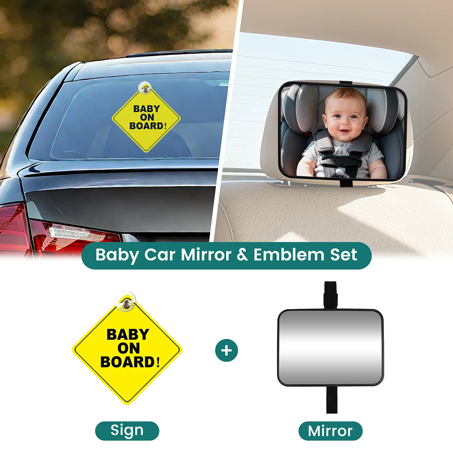 Baby Car Mirror for Rear Facing Infant with Wide Crystal Clear View, Shatterproof, Adjustable, Crash Tested Car Rearview Mirror