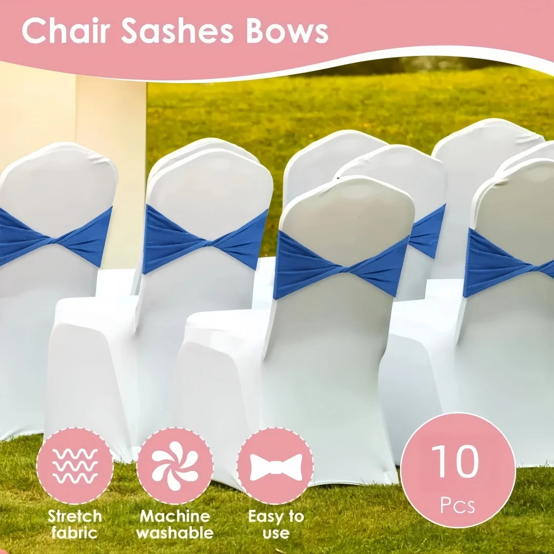 10 Pieces of Elastic Chair Knot Wedding Decoration Buckle Waist Hotel Home Chairs Elegant Modern Ribbon Decoration