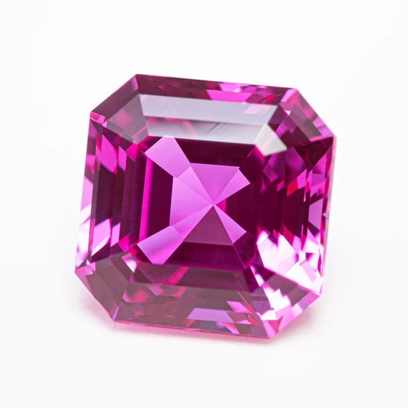 Top Lab Grown Sapphire Hot Pink Color Square Asscher Cut VVS1 Charms DIY for Jewelry Making Materials Selectable AGL Certificate