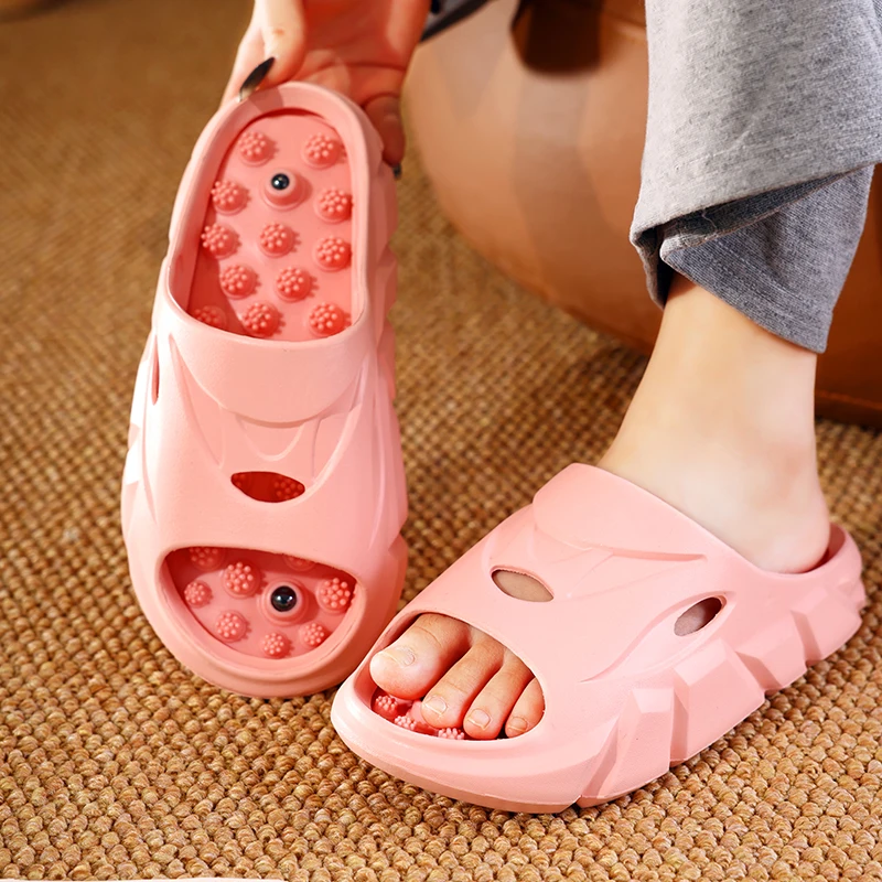 New Pink Shiatsu Slippers Women Comfortable Indoor Women's Home Slippers Foot Massage House Shoes Woman Designer Slides Sandals