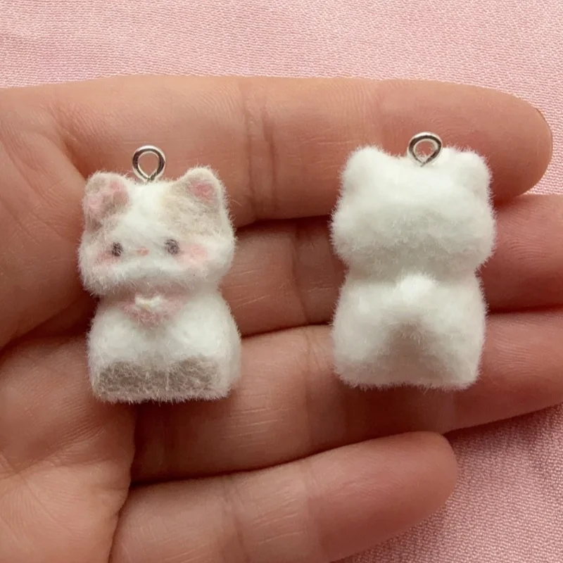 10pcs Plush Resin Cute 3D Coffee Kitten Keychain Pendant DIY Pendant Phone Chain Bag Pendant Accessories