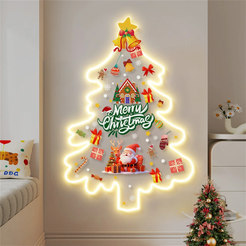 Christmas Atmosphere Foyer Decoration Painting Wall Lamp Kids House Decorative Led Night Light Restaurant Coffee Store Art Mural