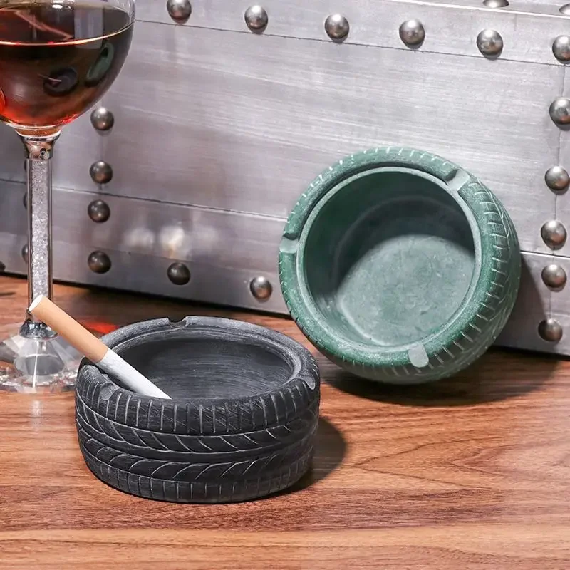 

Retro Tire Shape Ashtray Ash Tray Holder Resin Cigarette Smoking for Living Room Decorations Home Gadgets Accessories